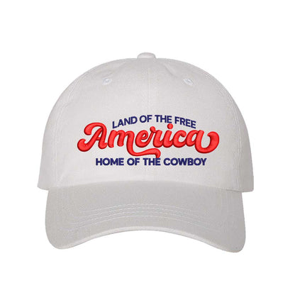 Land of the Free America Home of the Cowboy Embroidered Baseball Hat