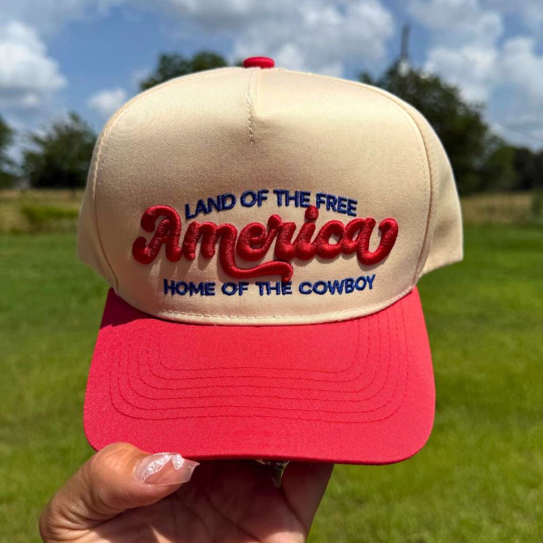 🇺🇸 America: Land of the Free, Home of the Cowboy Two-Tone 5-Panel Embroidered Baseball Hat