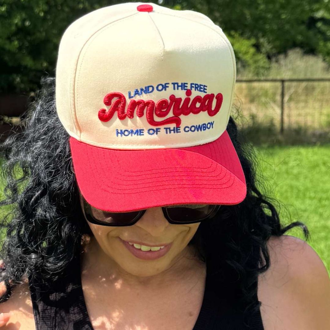 🇺🇸 America: Land of the Free, Home of the Cowboy Two-Tone 5-Panel Embroidered Baseball Hat