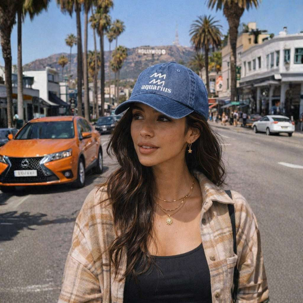 Aquarius Symbol Embroidered Baseball Hat