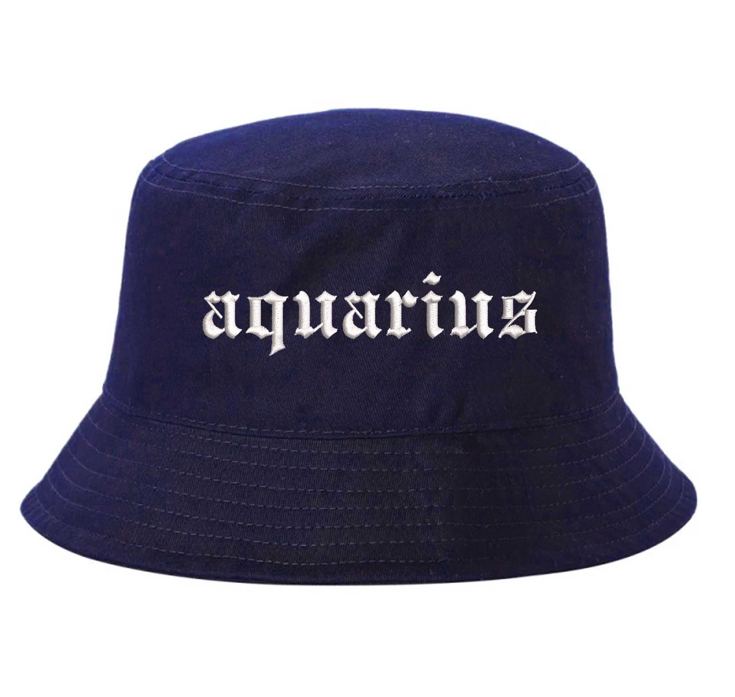 Navy Blue Aquarius Bucket Hat, a zodiac statement hat designed for bold individuality and expressive everyday style. DSY Lifestyle.
