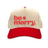 Natural Red Be Merry Christmas Two Tone 5 Panel Embroidered Baseball Hat with festive embroidery and adjustable snapback closure – DSY Lifestyle