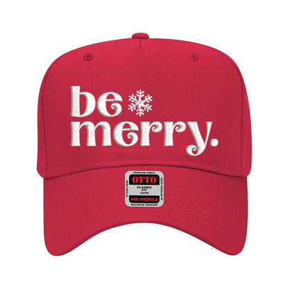 Red Be Merry Christmas 5 Panel Embroidered Baseball Hat with festive embroidery and adjustable snapback closure – DSY Lifestyle