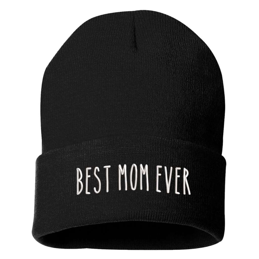 Black Beanie embroidered with Best Mom Ever - DSY Lifestyle