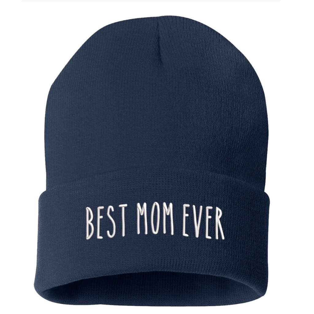 Navy Beanie embroidered with Best Mom Ever - DSY Lifestyle