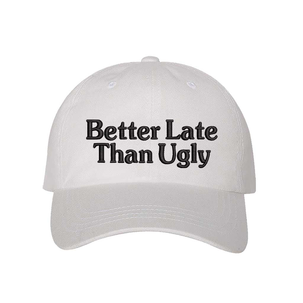 White bold, embroidered hat with a funny message, perfect for confident go-getters who want to look stylish while staying casual – DSY Lifestyle.
