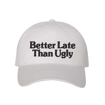 White bold, embroidered hat with a funny message, perfect for confident go-getters who want to look stylish while staying casual – DSY Lifestyle.