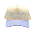 Natural Sky Blue Better Late Than Ugly Spring 5-Panel Two-Tone Embroidered Baseball Hat – A stylish, embroidered cap with a fresh two-tone design, made for those who take their time but never compromise on fashion – DSY Lifestyle