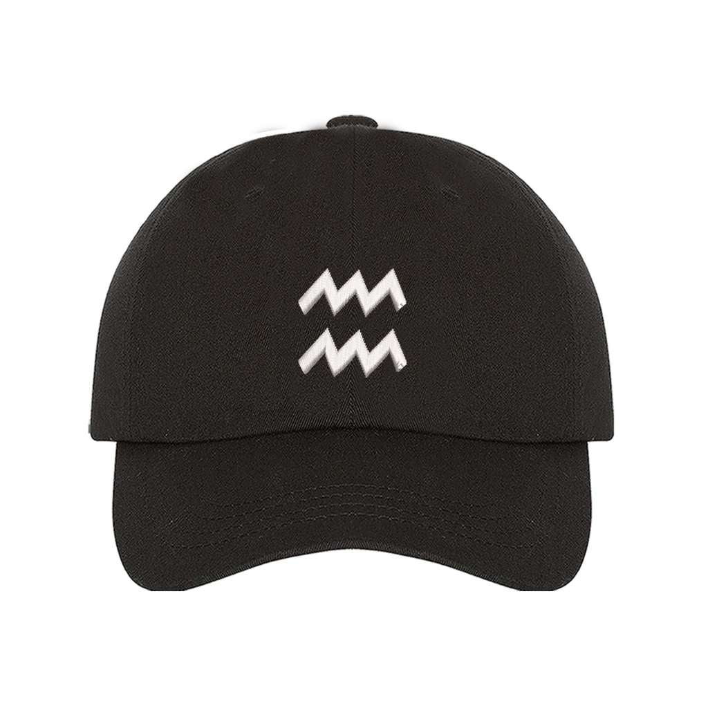 Black  baseball hat embroidered with the aquarius zodiac-DSY Lifestyle