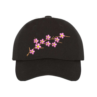 Black baseball hat embroidered with a cherry blossom- DSY Lifestyle