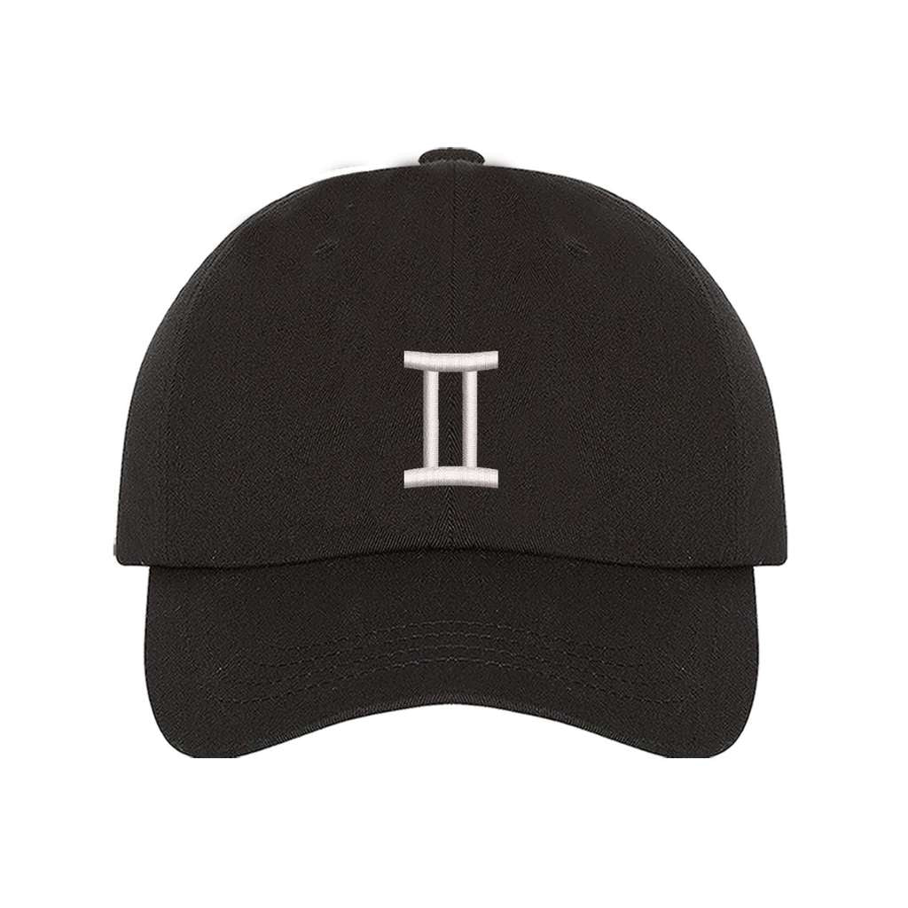 Black baseball hat embroidered with a gemini sign on it- DSY Lifestyle
