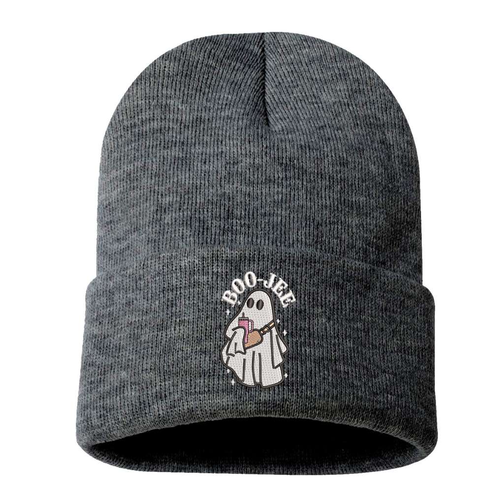 Dark Heather Gray beanie embroidered with Boo-Jee Sheet Ghost - DSY Lifestyle