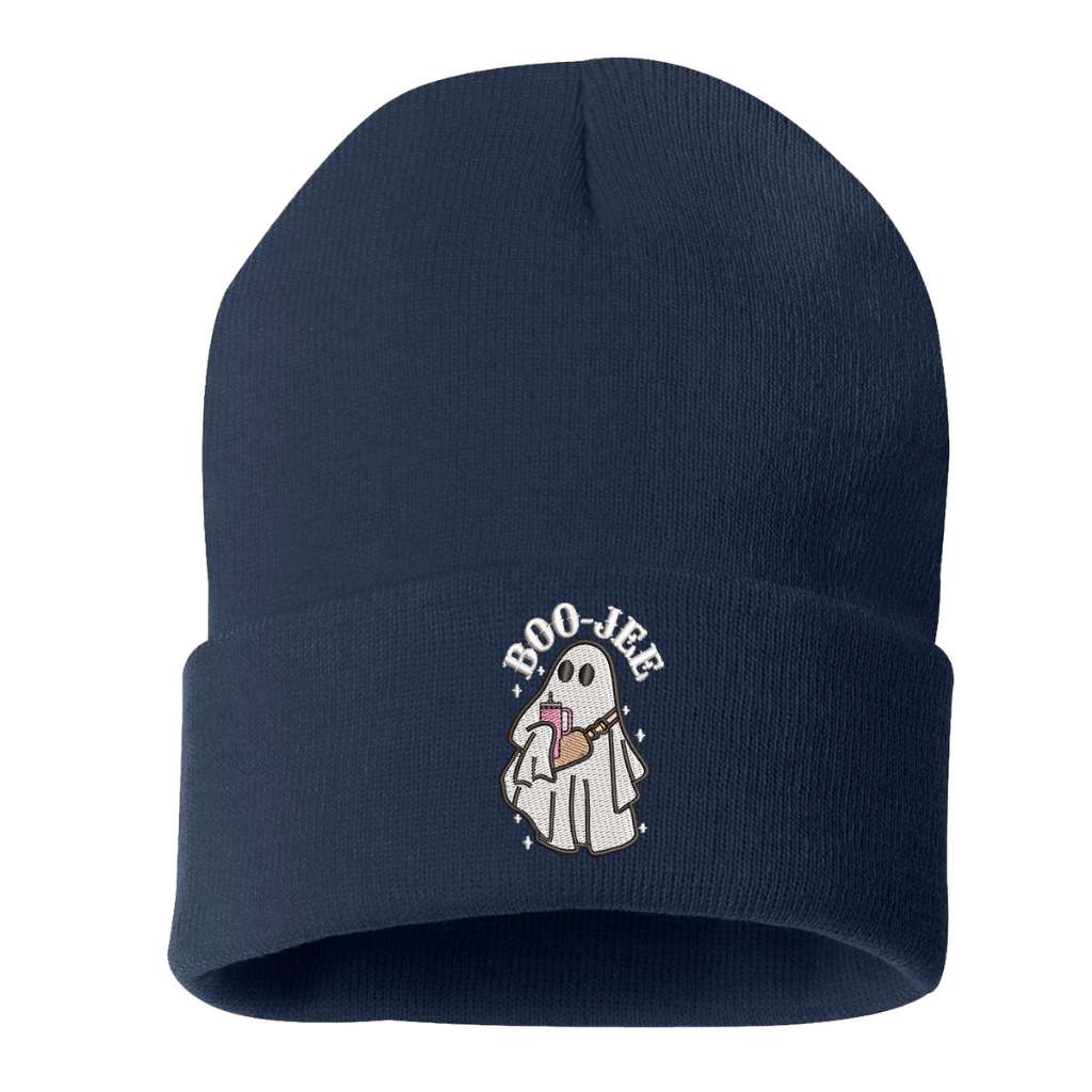 Navy Blue beanie embroidered with Boo-Jee Sheet Ghost - DSY Lifestyle