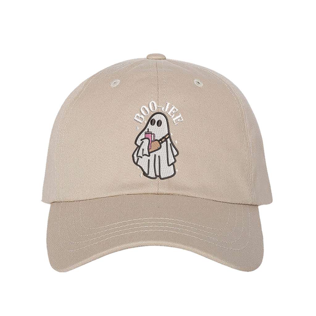 Stone baseball hat embroidered with a Boojee Ghost for Halloween- DSY Lifestyle
