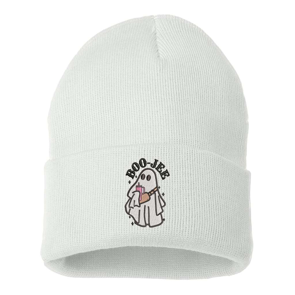 White beanie embroidered with Boo-Jee Sheet Ghost - DSY Lifestyle