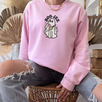 Light Pink Sweatshirt embroidered with Boo-jee Ghost - DSY Lifestyle