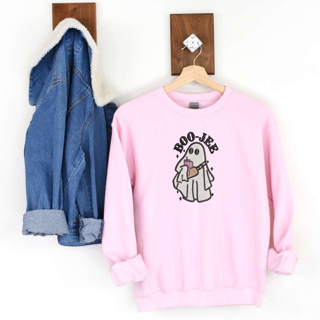Light Pink Sweatshirt embroidered with Boo-jee Ghost - DSY Lifestyle