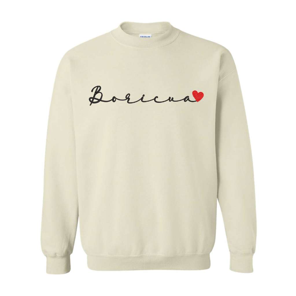 Embroidered Boricua White Sweatshirt  DSY Lifestyle