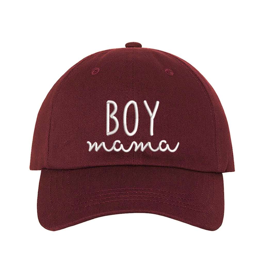 Burgundy baseball Cap embroidered with Boy Mama in the front - DSY Lifestyle