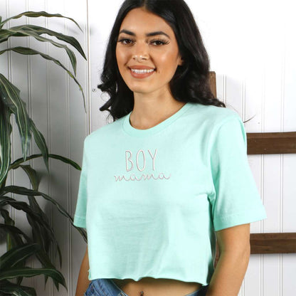 Mint crop top embroidered with Boy Mama- DSY Lifestyle