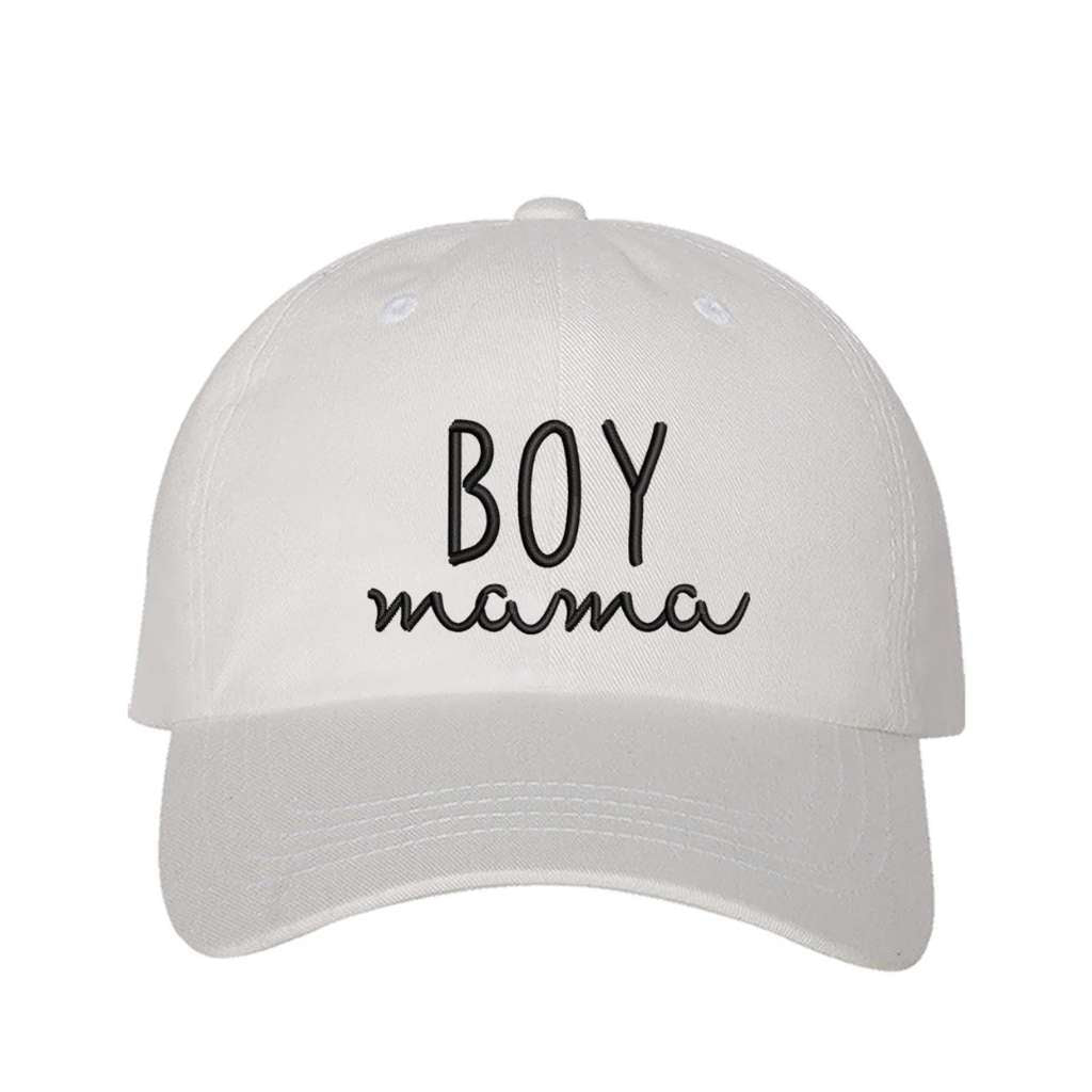 White baseball Cap embroidered with Boy Mama in the front - DSY Lifestyle