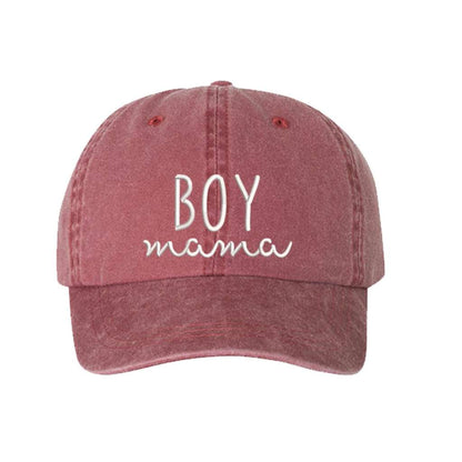 Wine Washed Baseball Hat embroidered with Boy Mama in white - DSY Lifestyle
