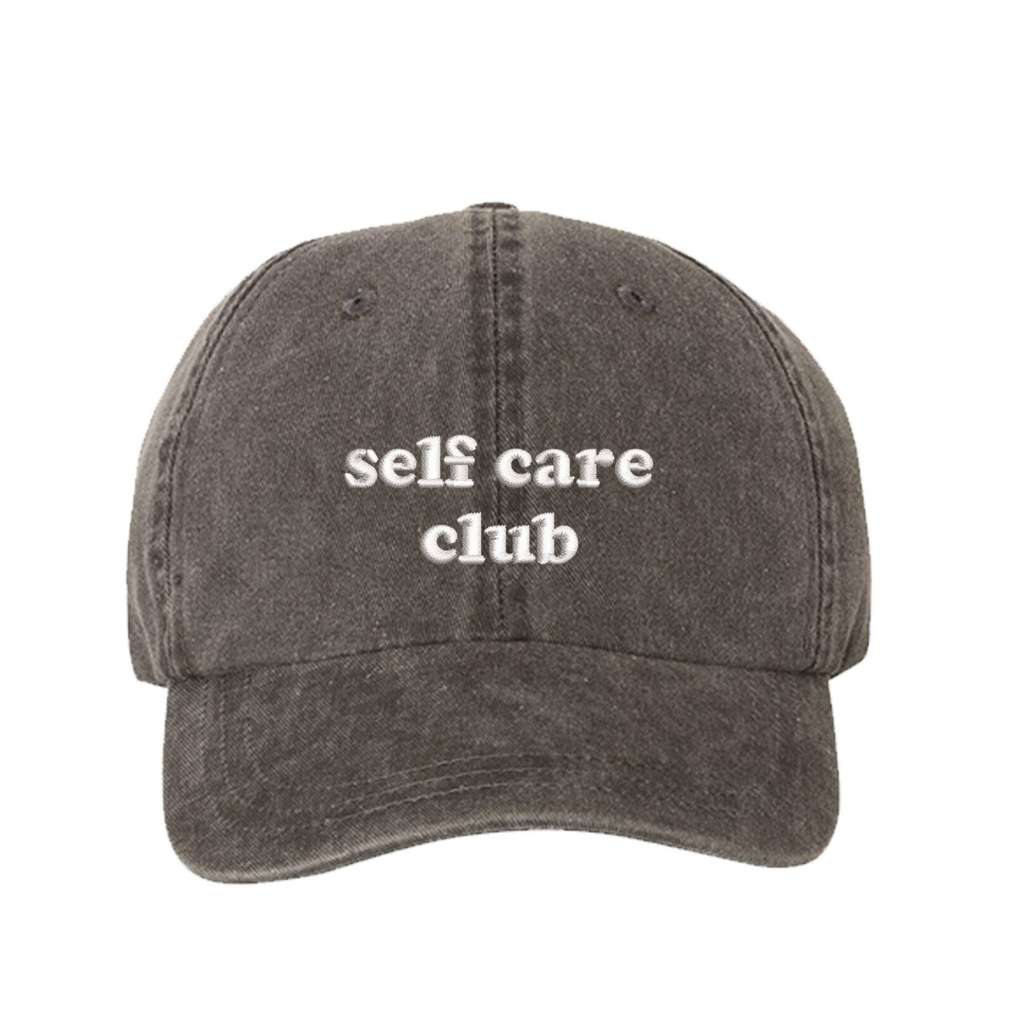 brown washed baseball hat with self care embroidered - DSY Lifestyle