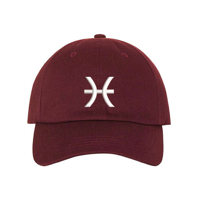 Burgundy baseball hat embroidered with the pisces zodiac sign - DSY Lifestyle