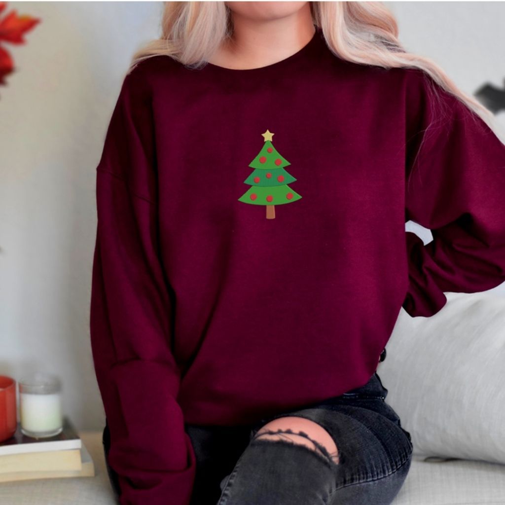 Christmas Tree Embroidered Sweatshirt