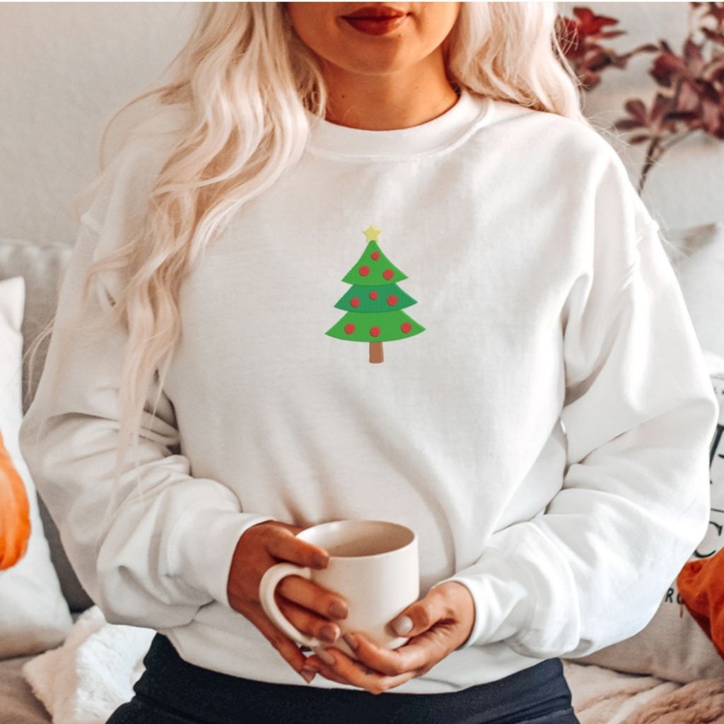 Christmas Tree Embroidered Sweatshirt