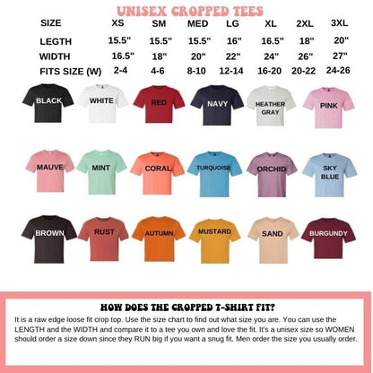Unisex Cropped Tee Size Chart - DSY Lifestyle