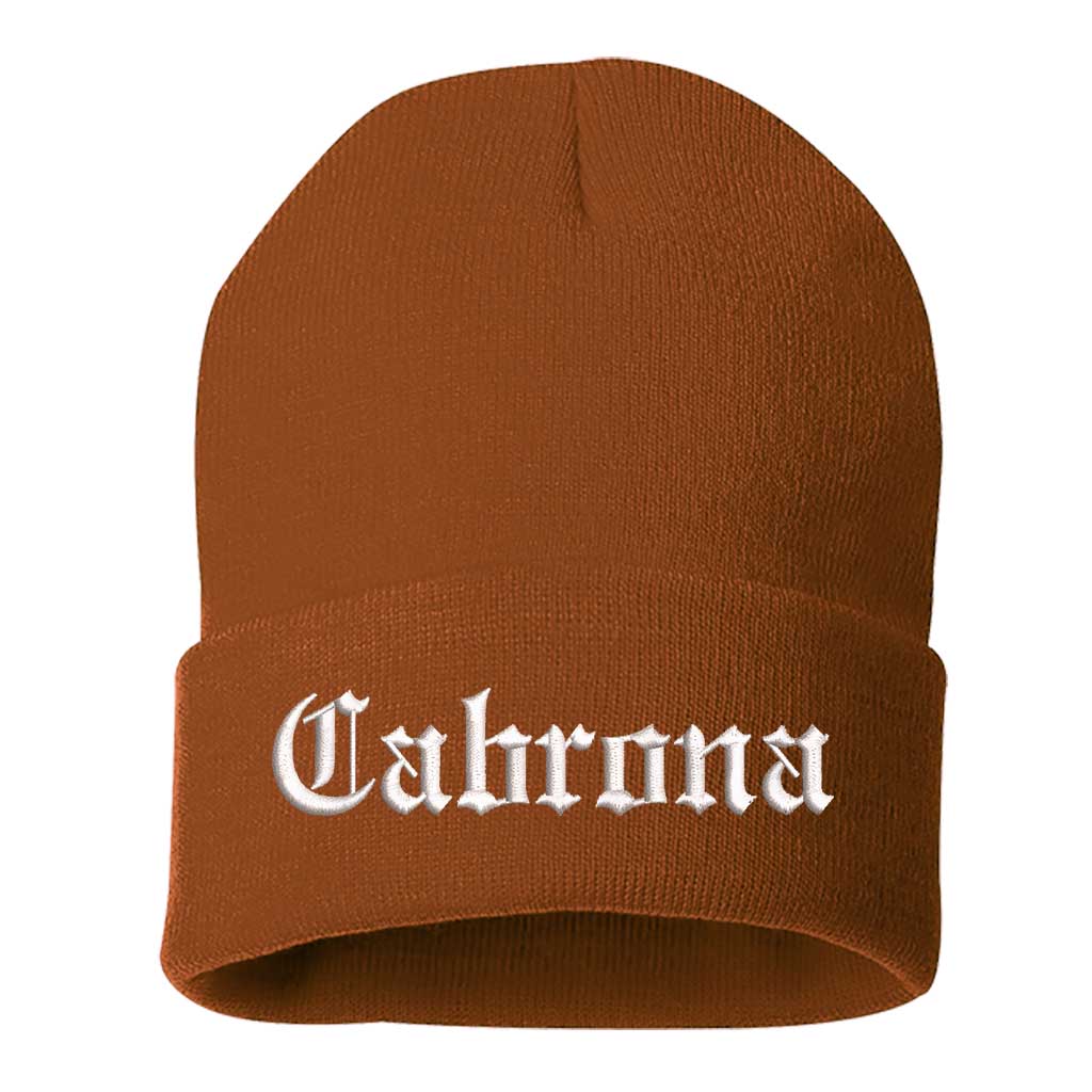 Orange Beanie embroidered with Cabrona - DSY Lifestyle