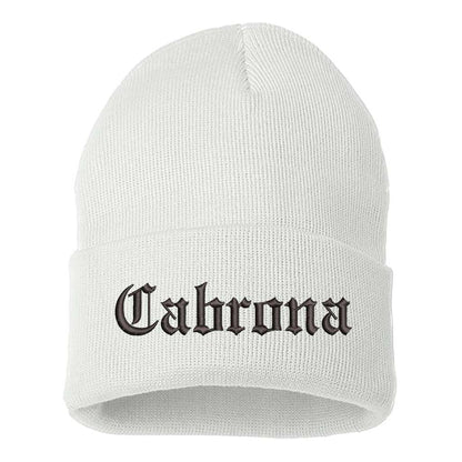 White Beanie embroidered with Cabrona - DSY Lifestyle