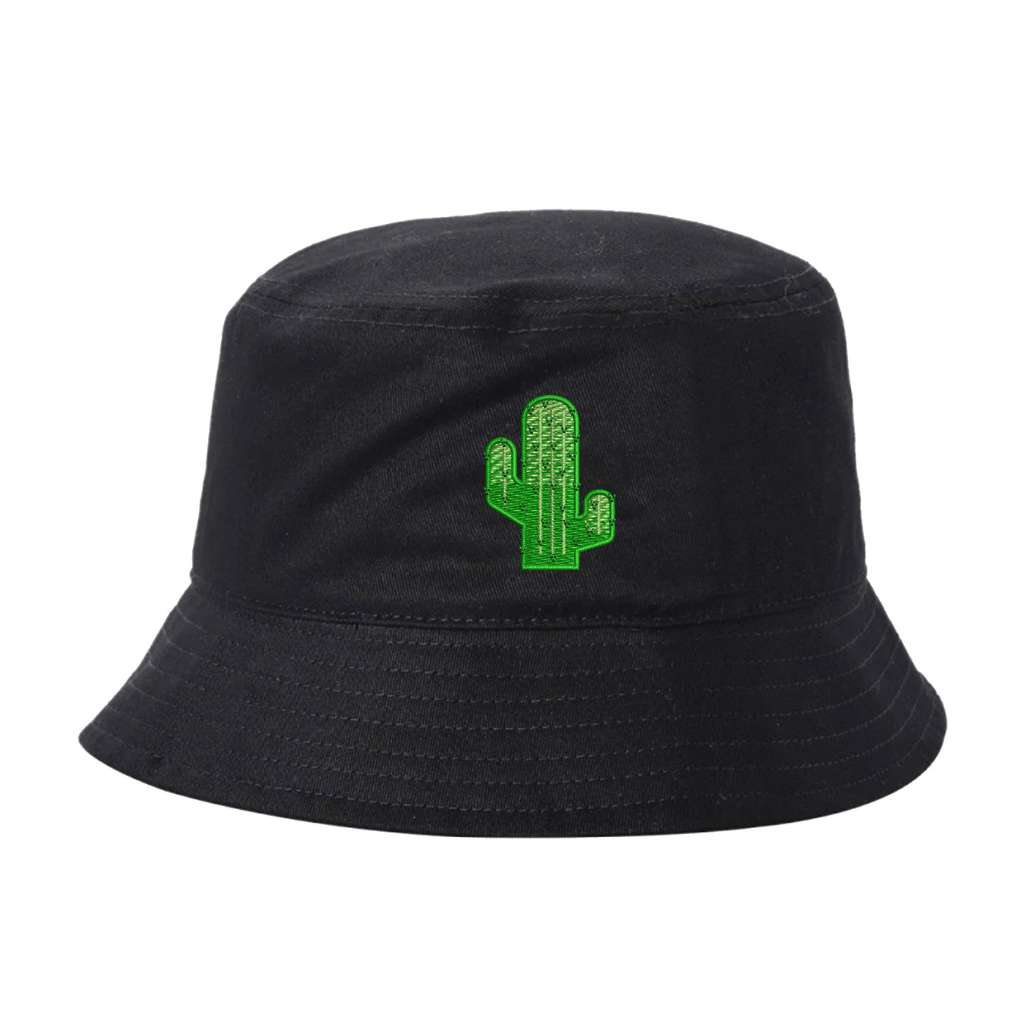 Black Bucket Hat embroidered with a cactus - DSY Lifestyle