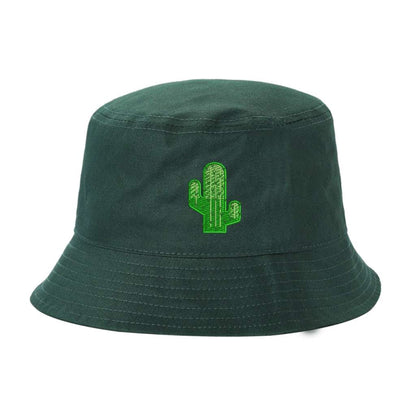 Forest Green Bucket Hat embroidered with a cactus - DSY Lifestyle