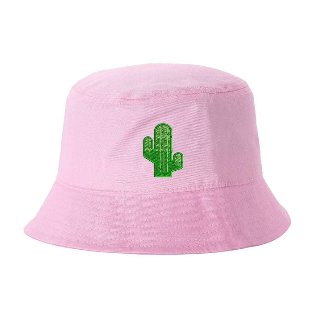 Light Pink Bucket Hat embroidered with a cactus - DSY Lifestyle