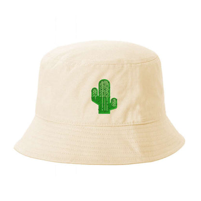 Stone  Bucket Hat embroidered with a cactus - DSY Lifestyle