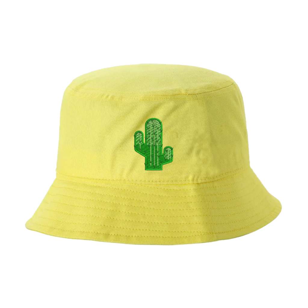 Yellow Bucket Hat embroidered with a cactus - DSY Lifestyle