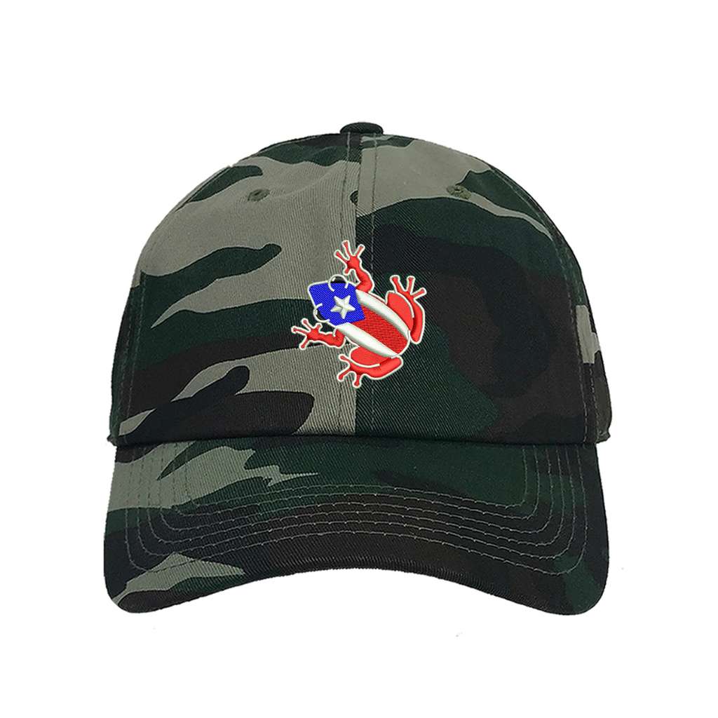 Camo baseball hat embroidered with a coqui - DSY Lifestsyle