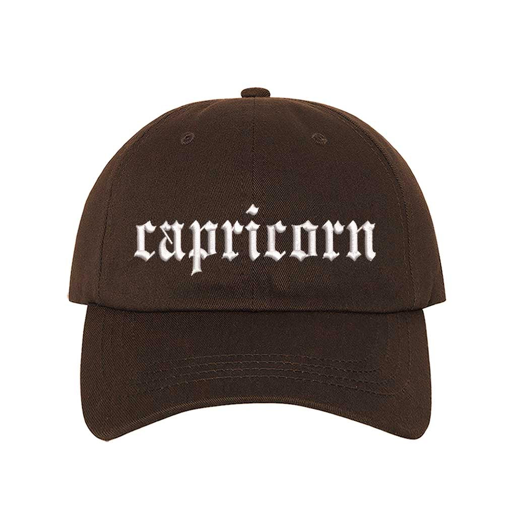 Brown Capricorn Baseball Hat, a zodiac statement hat for confident, goal-driven style with everyday appeal. DSY Lifestyle.
