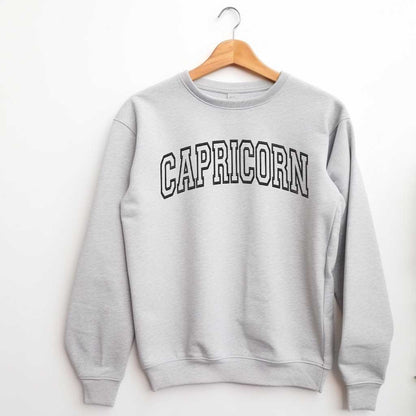 Gray Sweatshirt Embroidered with Capricorn- DSY Lifestyle