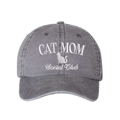 Gray Cat Mom Social Club Washed Statement Baseball Hat – a washed, relaxed-fit statement cap designed for everyday comfort and real-life moods. Trendy, adjustable, and effortlessly stylish. - DSY Lifestyle