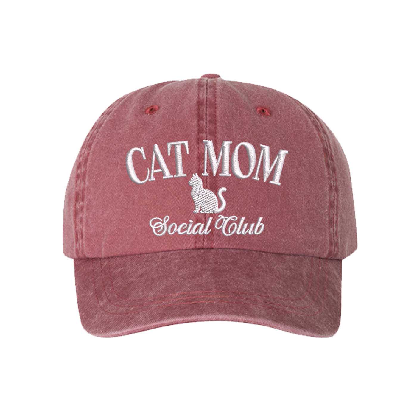 Wine Cat Mom Social Club Washed Statement Baseball Hat – a washed, relaxed-fit statement cap designed for everyday comfort and real-life moods. Trendy, adjustable, and effortlessly stylish. - DSY Lifestyle