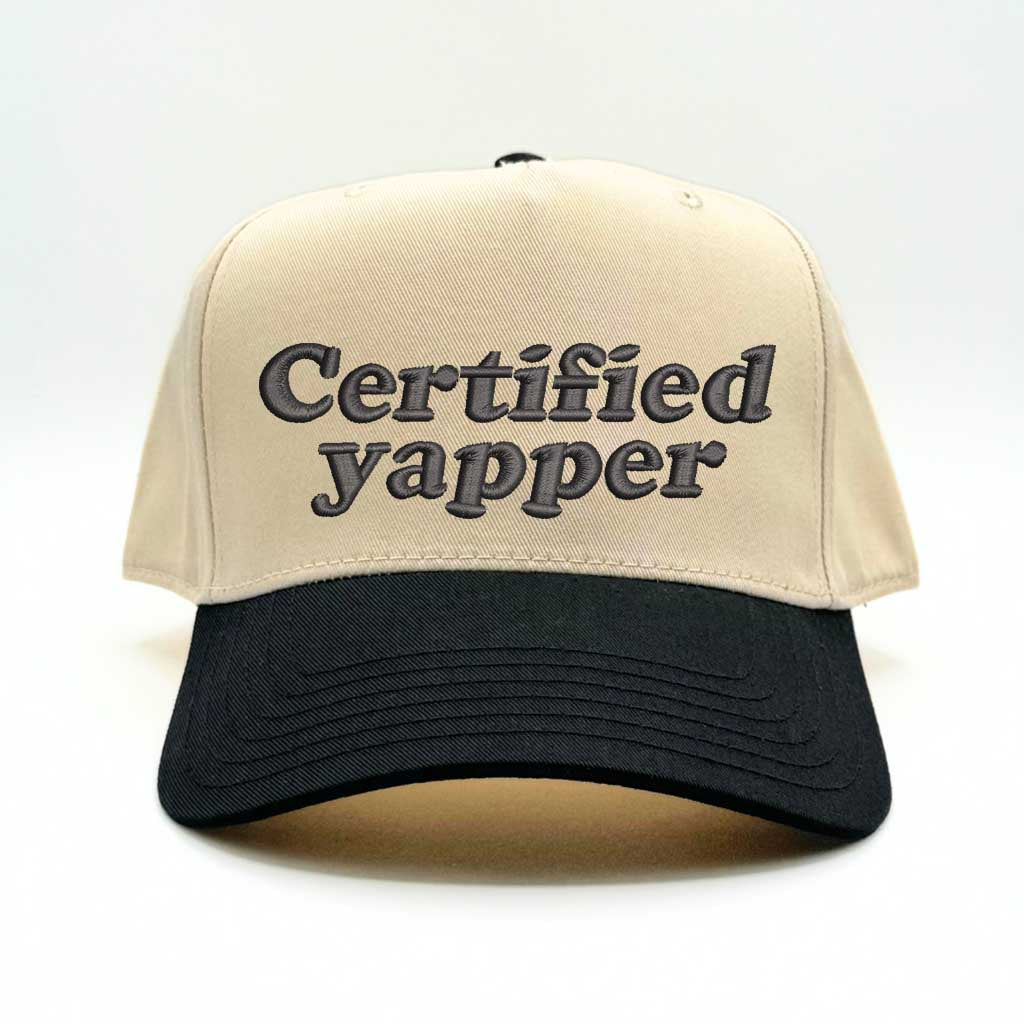 Certified Yapper Two-Tone 5-Panel Embroidered Baseball Hat | Funny Trucker Cap