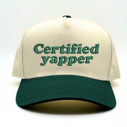 Certified Yapper Two-Tone 5-Panel Embroidered Baseball Hat | Funny Trucker Cap