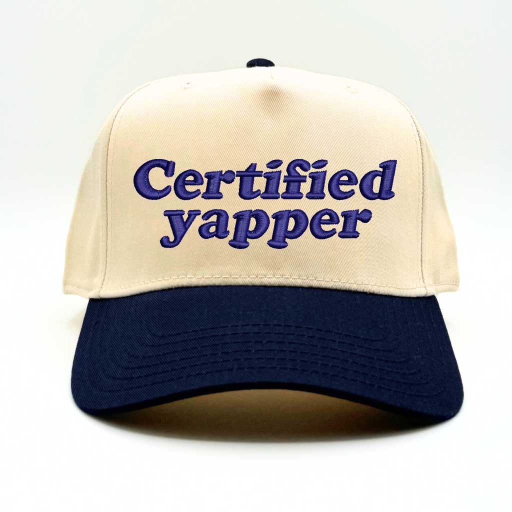 Certified Yapper Two-Tone 5-Panel Embroidered Baseball Hat | Funny Trucker Cap