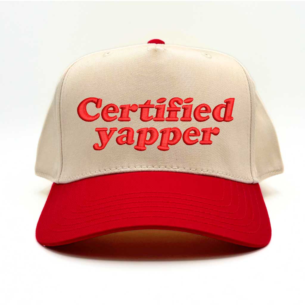 Certified Yapper Two-Tone 5-Panel Embroidered Baseball Hat | Funny Trucker Cap