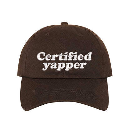 Brown Certified Yapper Baseball Hat – A fun embroidered cap for those who love to chat and always have something to say – DSY Lifestyle