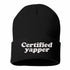 Black Certified Yapper Embroidered Beanie featuring premium stitching on a soft knit winter cap – DSY Lifestyle