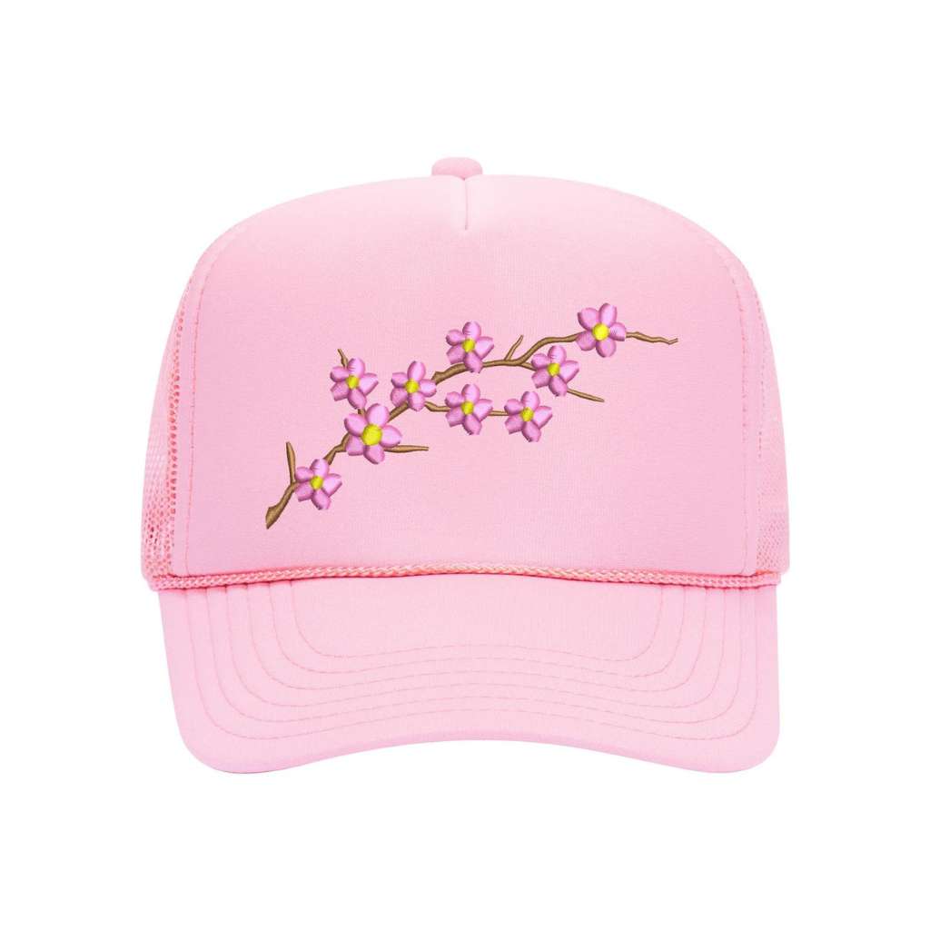 Pink Foam trucker hat embroidered with Cherry Blossom - DSY Lifestyle